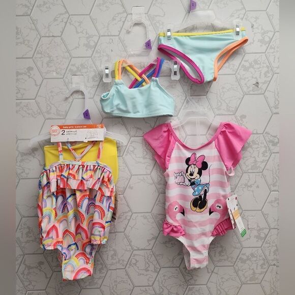 Lot of three (3) Baby Girls Summer Swimsuits, Size 12 months, New - Picture 1 of 6
